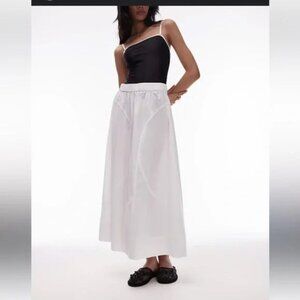 NWOT Topshop poplin seam detail full midi skirt in white